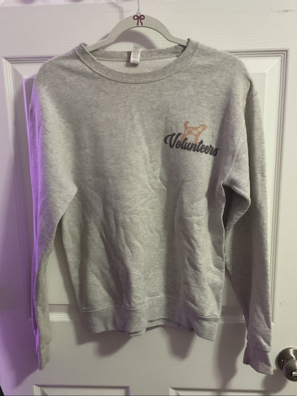 Jerzees Gray Crewneck Sweatshirt with Volunteers Script